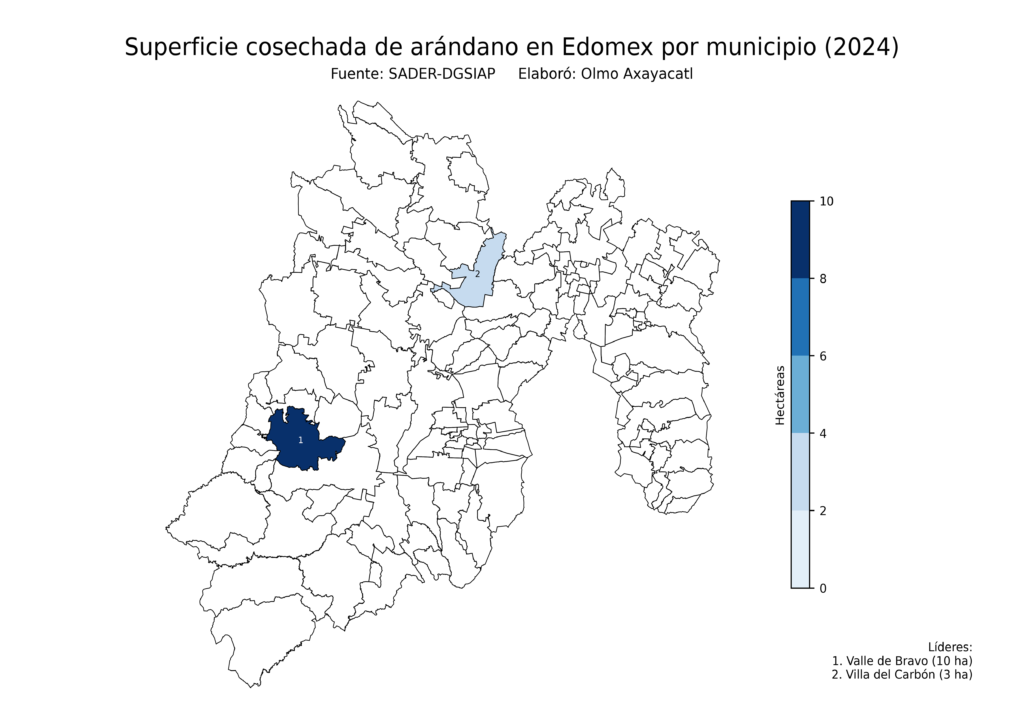 México Producción Agrícola Arándano Edomex (superficie cosechada)